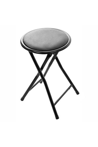 OEM Scaun pliabil, formă rotundă, fabricat din PVC negru, dimensiuni 31 x 31 x 46 cm