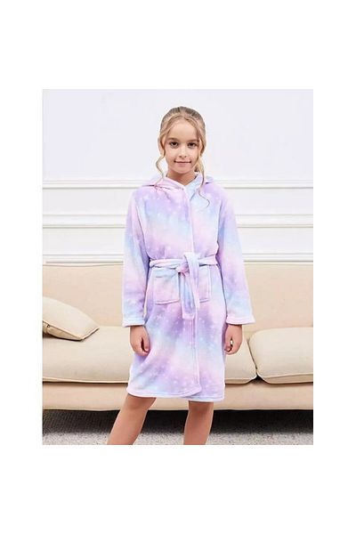 zzz sleep good sleeping !!! Halate de baie pentru copii, model Unicorn, imprimeu Mov cu Stelute