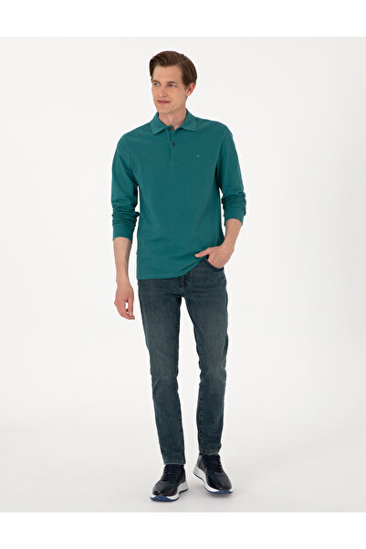Pierre Cardin Emerald Slim Fit Anti-Curling Polo Collar Basic Pique Sweatshirt 50314048-Vr055
