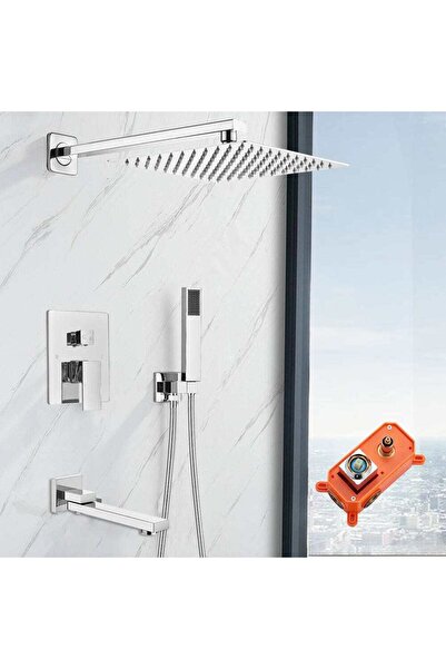 CasaVie Set de dus cu para patrata 30 cm latura, 3 functii de curgere a apei,...