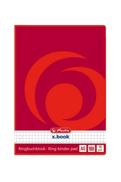 Herlitz Mechanical Notebook Refill A5, White, Material Paper, 100 Sheets, Grid Format, 2-Ring Compatible