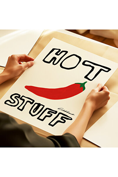ARTHOUSECOLLECTIVE Hot Stuff Poster – Acı Biber İllüstrasyonu - Tablo Ölçülerinde Çerçevesiz Poster