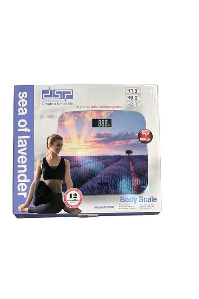 DSP digital body scale, capacity 180 kg, LCD display, tempered glass, size 33.7x30x2cm