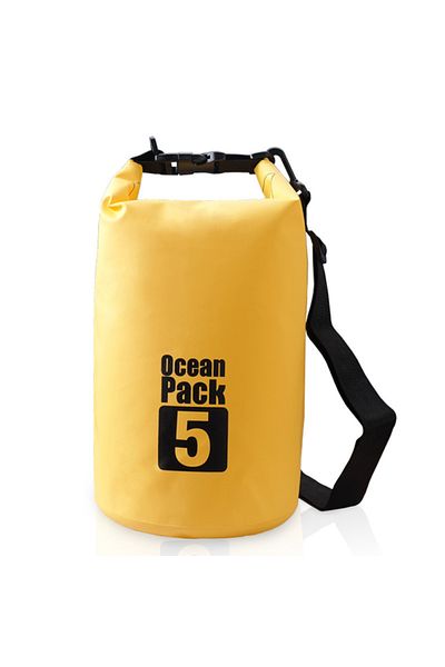 TECOS Rucsac impermeabil de tip drybag, Tecos, capacitate 5 L, galben, pentru activități de exterior