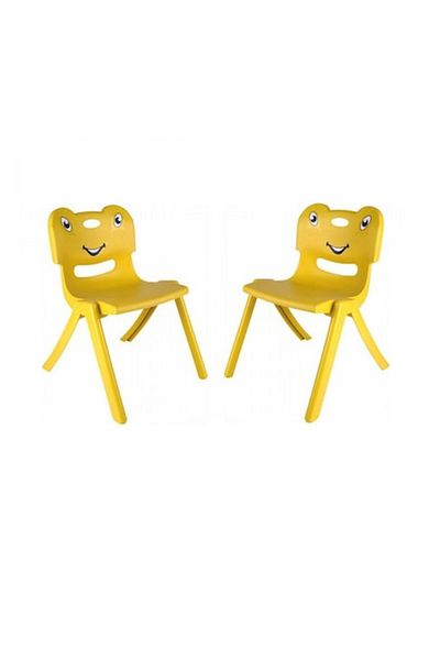 OEM Set 2 scaune din plastic pentru copii, galbene, 27 cm