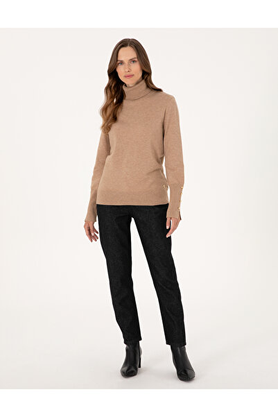 Pierre Cardin Beige Slim Fit Turtleneck Basic Sweater 50310886-Vr011