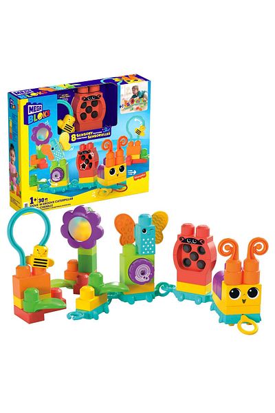 mattel Mega Bloks Move N Groove Caterpillar 30-piece beginner building set