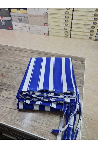 DEVRİM OLİVYA TEKSTİL Luxury 1St Class Corniced Blue and White Balcony Curtain with Width X Height Dimensions