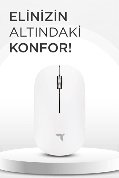 Torima TM-19 Beyaz Çift Modlu Sessiz Kablosuz Mouse Fare