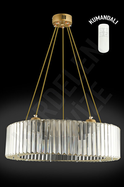 Genel Markalar Kardelen Yuvarlak Yakut Eskitme 5 Li 56 cm Kumandalı Lüx Modern Taşlı avize