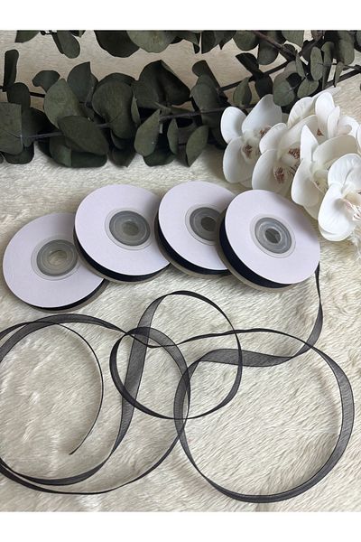 Rima Tasarım Black Organza Ribbon 1 cm X 20 m – Gift, Dowry, Bundle, Invitation and Special Day Decoration