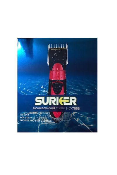 surker Masina profesionala de tuns si accesorii, fara fir, rezistenta la apa, 3W, rosu