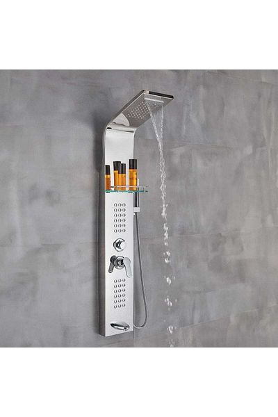 CasaVie Shower panel with rain effect and massage jets, silver chrome, code 1333