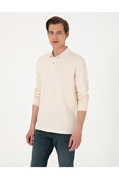 Pierre Cardin Μπεζ εφαρμοστό Μπλουζάκι με λαιμόκοψη πόλο Basic Pike 50314048-VR011
