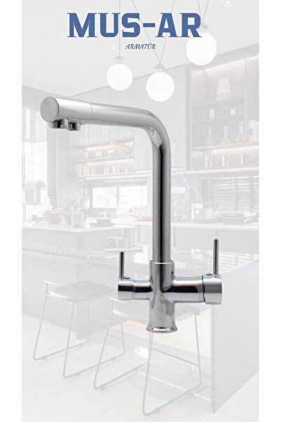 MUS-AR 3 Yollu Musluk Arıtıcı Musluğu Krom Arıtmalı Mutfak Bataryası
