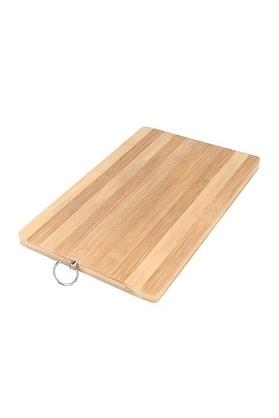 Pronett Bamboo Cutting Board with Metal Ring, Light/Dark Brown