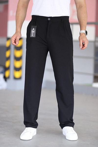 Bürke Double Pleated Gray Color Elastic Waist Quality Relaxed Cut Knitted Baggy Trousers