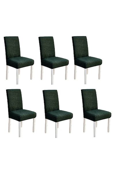 OEM Set 6 huse universale pentru scaune, poliester, elastan, imprimeu elegant MS STAR, verde închis