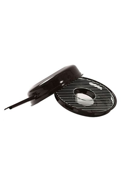 OEM Grill for gas stove, with lid and handle made of black enameled stainless steel, 32.5x13.5 cm, Sultan