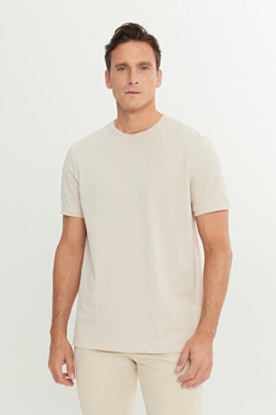 ALTINYILDIZ CLASSICS Μπλουζάκι από 100% ΒΑΜΒΑΚΙ εφαρμοστό ΣΤΡΟΓΓΥΛΟ ΣΤΡΟΓΓΥΛΟ ΜΠΕΖ ΜΠΛΟΥΖΑ