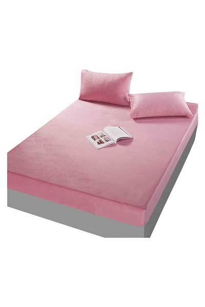 OEM Cearșaf cu elastic, 3 bucăți, catifea pentru pat dublu, MS STAR, microfibră, 180x200cm, roz