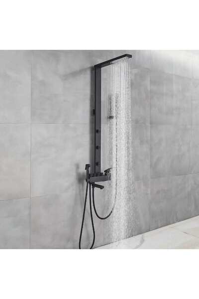 CasaVie Coloana Dus cadru patrat, cu efect de ploaie, 5 functii de curgere, negru mat, cod 1316
