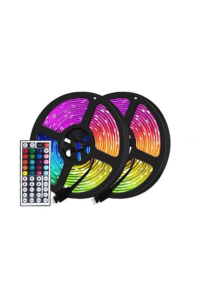 Blasko Set 2 x Banda LED RGB 10m, control prin telecomanda si aplicatie, lumina ambientala multicolora, aut