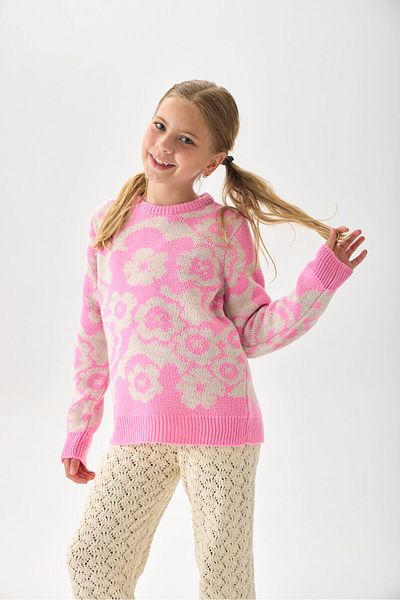Nisrakids Flower Patterned Girl's Sweater Knitwear
