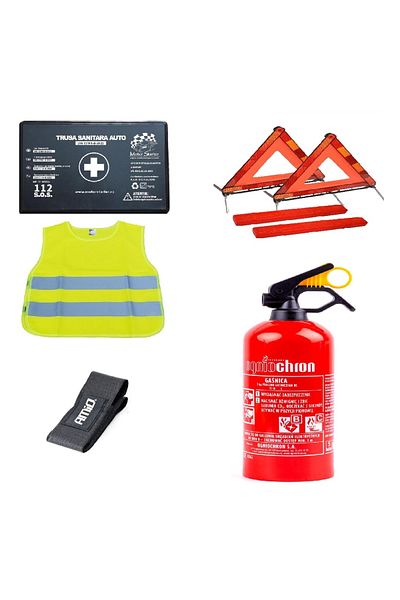motor starter Kit siguranta auto omologat R.A.R. - Stingator P1 cu Suport Velcro, Trusa Medicala, Vesta Reflectori
