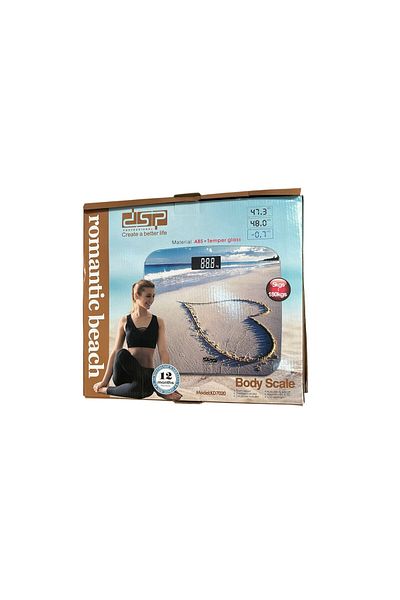 DSP digital body scale, capacity 180 kg, LCDdisplay, tempered glass, size 33.7x30x2cm, touch sensor