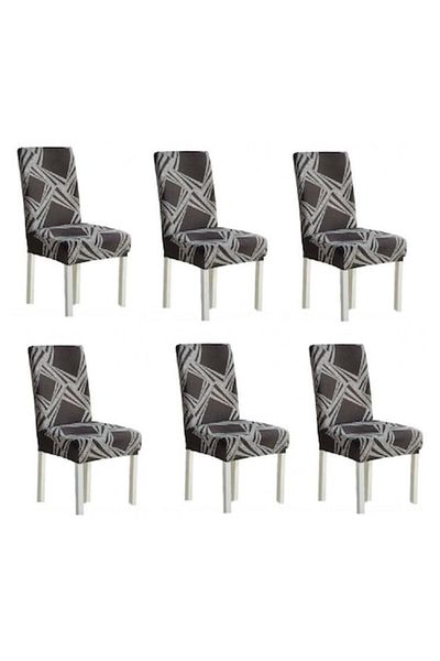 OEM Set 6 huse universale pentru scaune, model elegant din poliester, MS STAR, gri multicolor