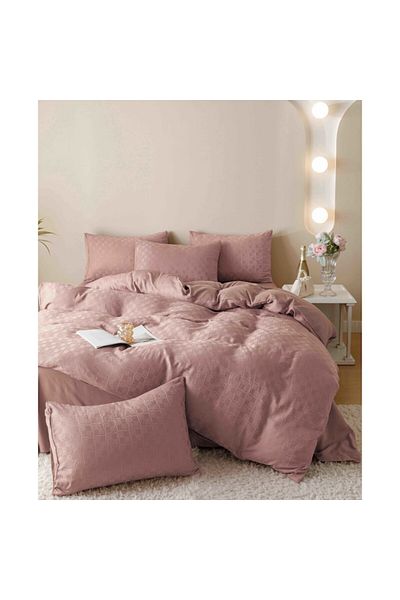 JOJO HOME Bedding Set, Jojo Home, JQF1, premium fine jacquard cotton, plain, 2 people, 6 pieces, pink p