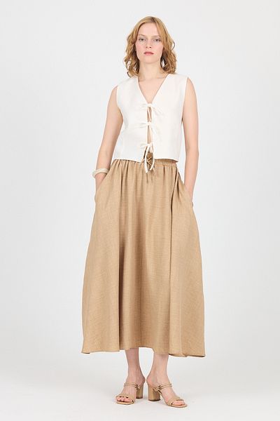 Rays Mink Cotton Bell Cut Lace up Long Skirt 8024
