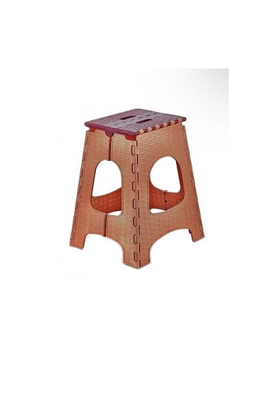Alkan Folding Stool for Kitchen, Bathroom, Camping and Fishing, 45cm Height, Brown