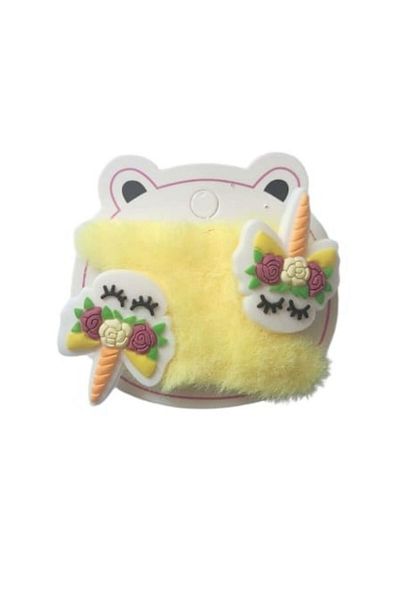parti sürprizi Floral Unicorn Feather Yellow Color 2 Pack Hair Clips