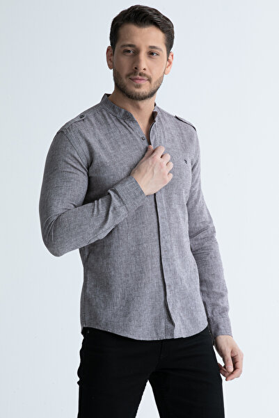 Klothy Men's Judge Collar Linen Shirt 2514