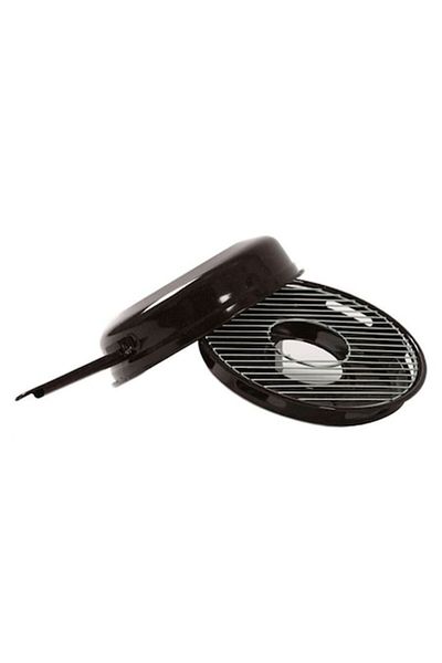 OEM Grill for gas stove, with lid and handle made of black enameled stainless steel, 32.5x13.5 cm, Sultan