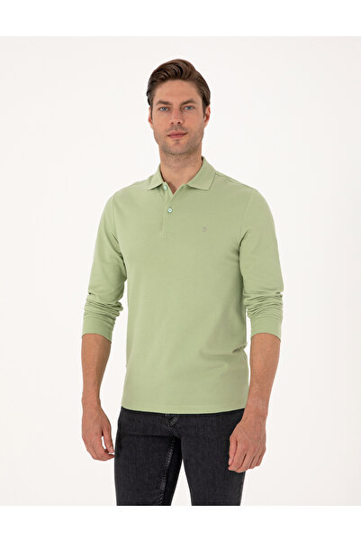 Pierre Cardin Çağla Slim Fit Kıvrılmaz Polo Yaka Basic Pike Sweatshirt 50314048-VR016