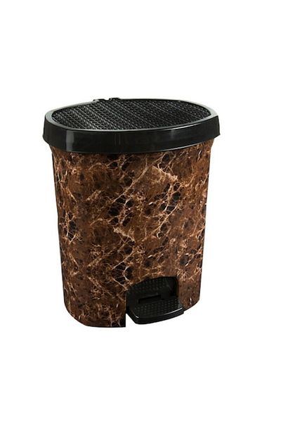 OEM Trash Bin with Pedal, Plastic, Capacity 5.5 Liters, Myhomes, Brown with Pattern