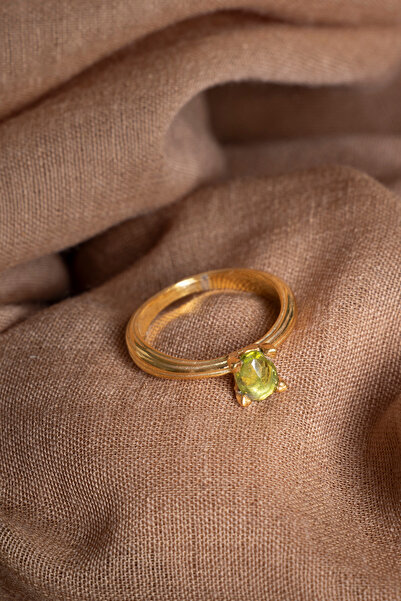 OSMANLI DEĞERLİ TAŞ SERTİFİKALI Zebercet Doğal Taş 925 Ayar Gümüş Altın Kaplama Yüzük