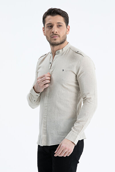 Klothy Ανδρικό λινό πουκάμισο με γιακά δικαστή 2514