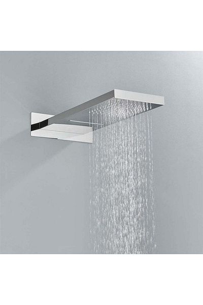 CasaVie Waterfall shower head set, with thermostat, shiny silver, 3 water flow functions, code 1240