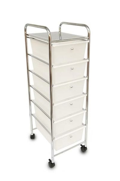 Cady One Rolling storage cart with 6 plastic drawers on wheels