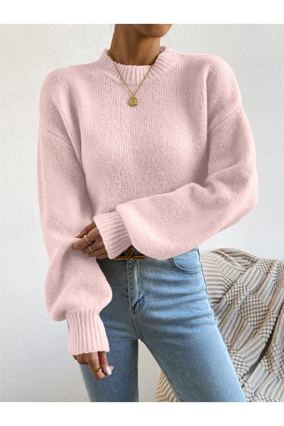 Ugdelia Women's Balloon Sleeve Soft Textured Knitwear Sweater