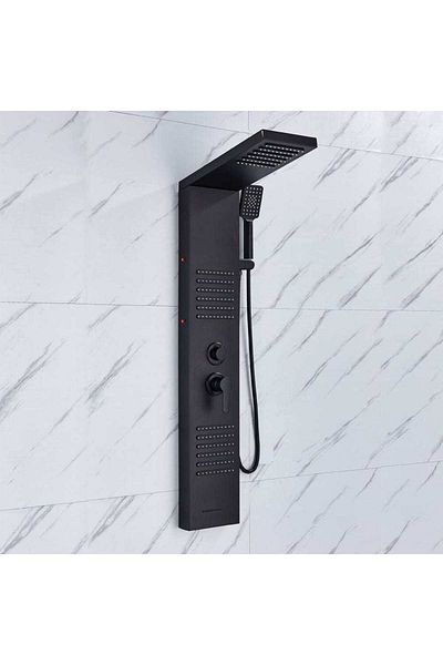 CasaVie Shower panel with rain effect and massage jets, LED system, color: matte black, code: 1554