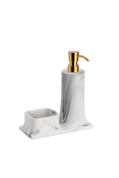 System Bathroom Accesories Tezgah Üstü Deterjanlık Ve Süngerlik Siyah/Gold 21...