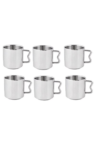 OEM Set 6 Stainless Steel Double-Walled Cups, 150 ml