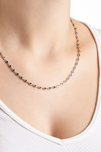 So CHIC... Lavinya 18 Ayar Beyaz Altın Kaplama 45 Cm Gümüş Kolye