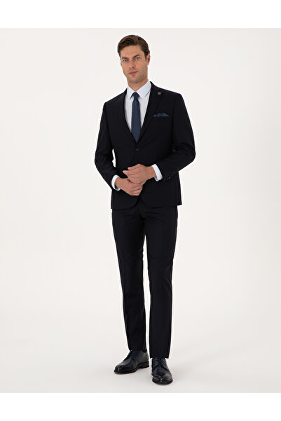 Pierre Cardin Navy Blue Slim Fit 100% Wool Striped Suit 50311239-Vr033