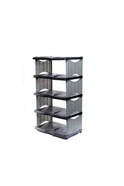 Nova Home Raft pantofi, model Rattan, 90x50 cm, 5 nivele, Negru-Gri